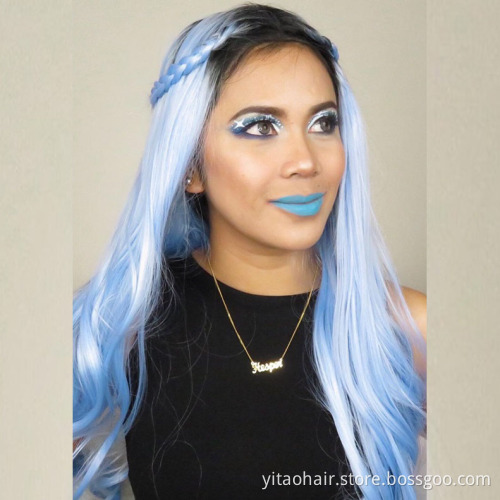 Wholesale Cheap Anime Party Pink Yellow Purple Black Blue Silver Blonde Long Straight Synthetic Cosplay Wig Non Lace